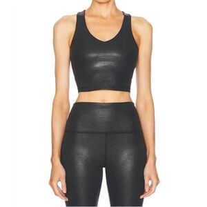 Beyond Yoga Glow On Cropped Tank Black Foil Sports Bra Size XL NWT